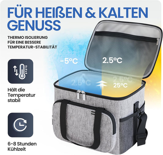 Faltbare isolierte Kühlbox, Hellgrau 20L