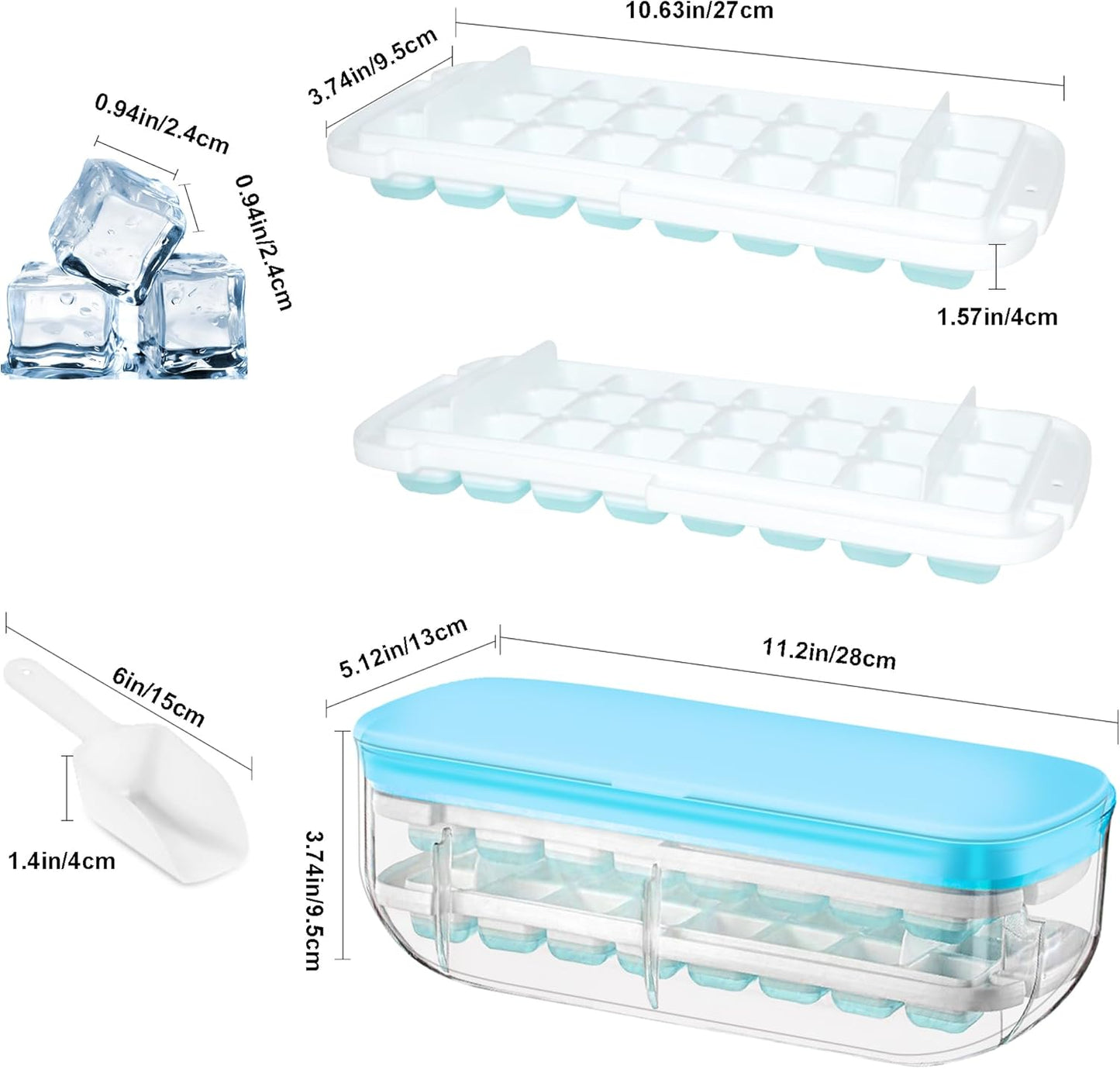 Eiswürfelform mit Deckel, einfaches Freigeben, Blau
