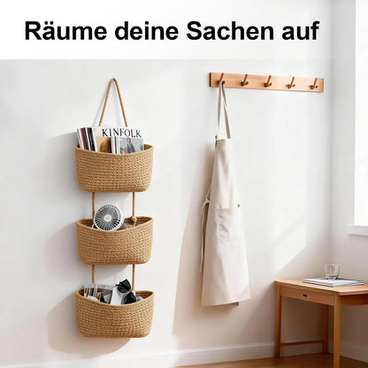 Hänge-Organizer aus Baumwollseil, Grasgelb