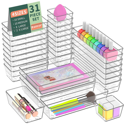 Schubladen-Organizer Set, Transparent 31 Pack