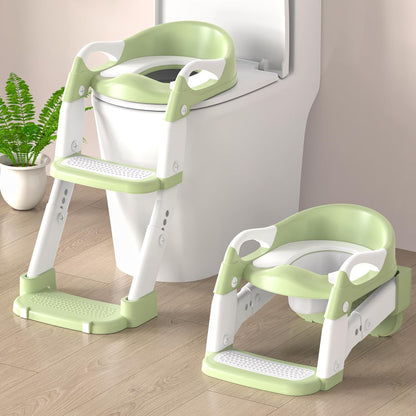3-in-1 Toilettensitz mit Treppe für Kinder, Grün