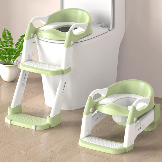 3-in-1 Toilettensitz mit Treppe für Kinder, Grün
