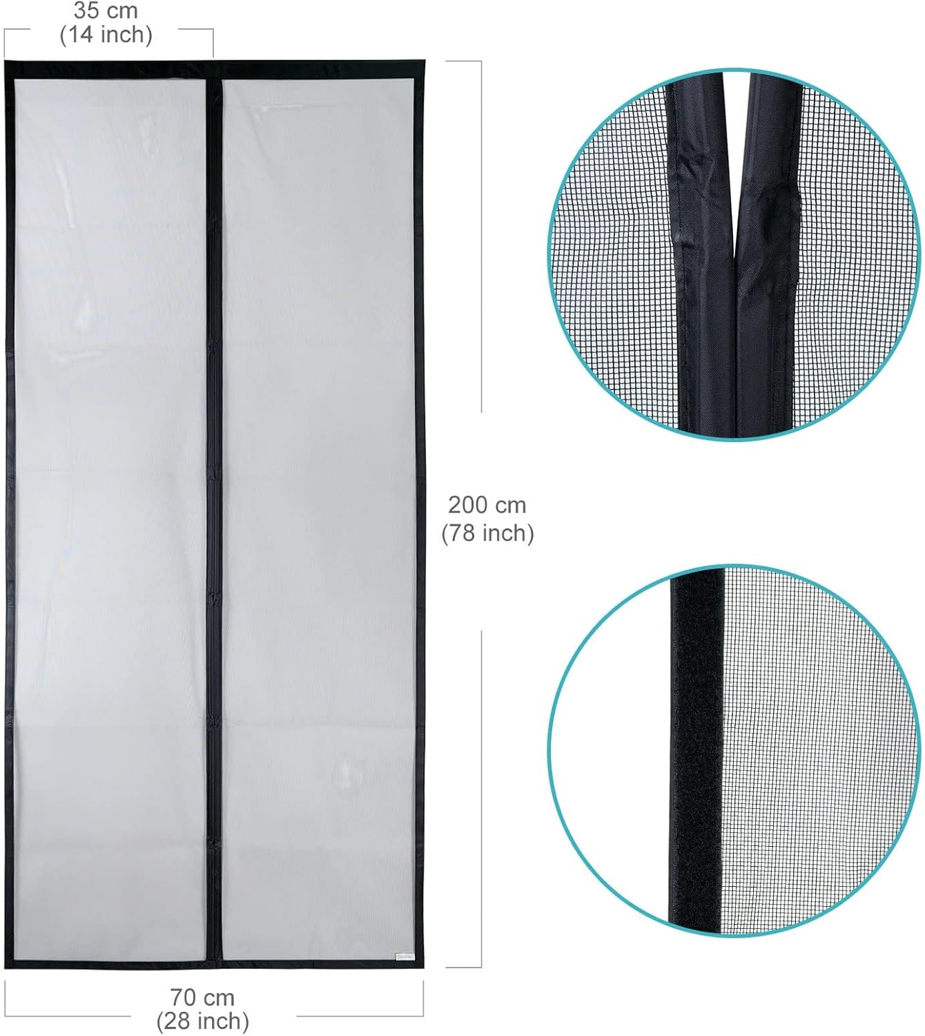 Magnetisches Fliegengitter für Balkontür 70x200 cm, 70x200 cm Schwarz