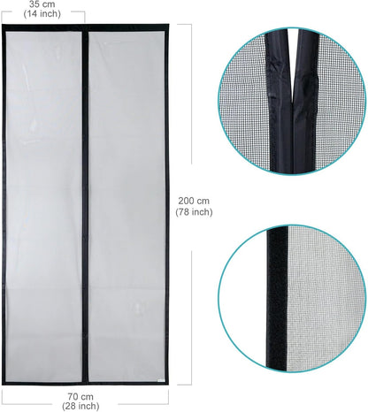 Magnetisches Fliegengitter für Balkontür 70x200 cm, 70x200 cm Schwarz