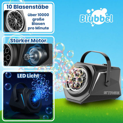 LED Seifenblasenmaschine mit 1L Flüssigkeit, Schwarz