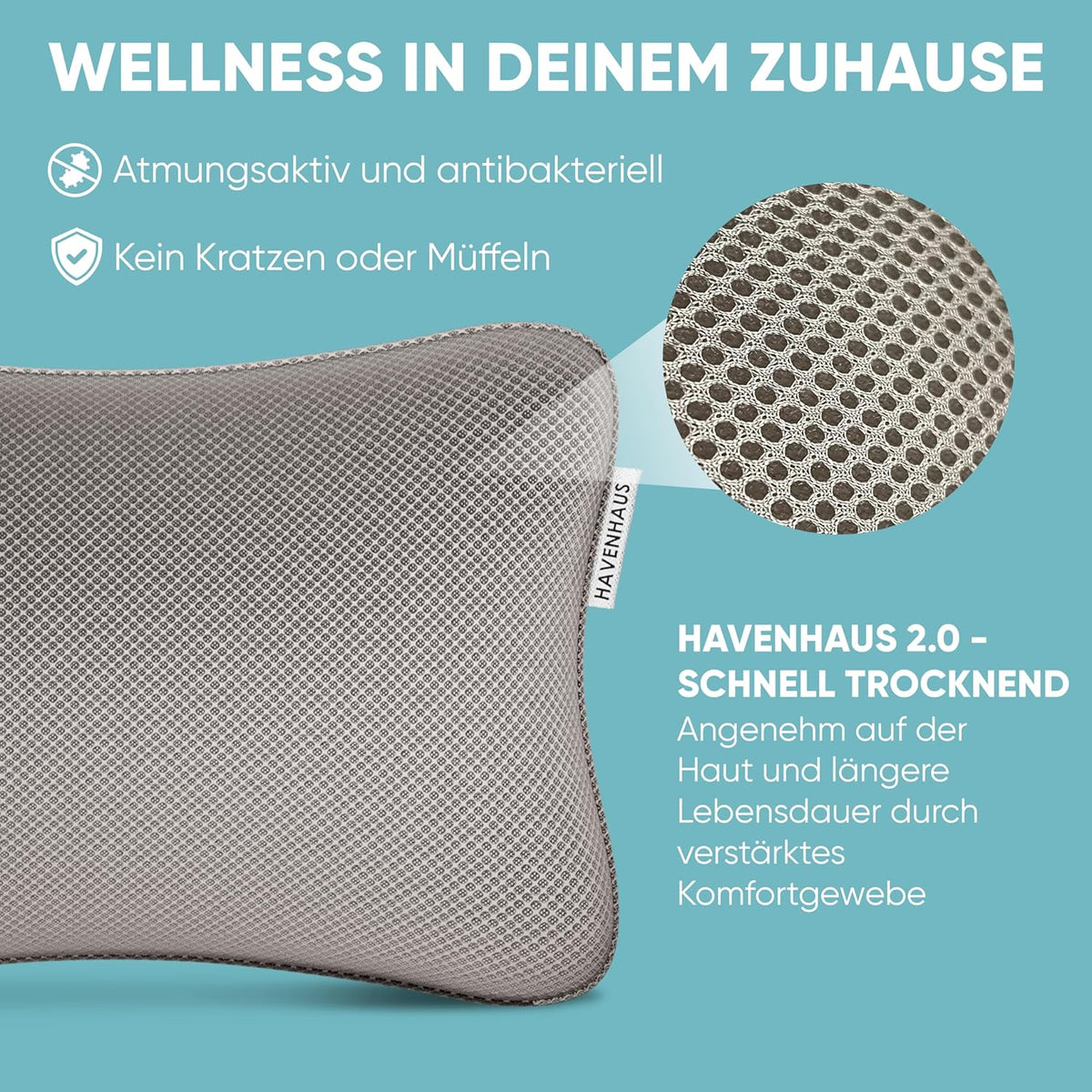 Badewannenkissen mit Saugnäpfen, schnelltrocknend, klein Grau
