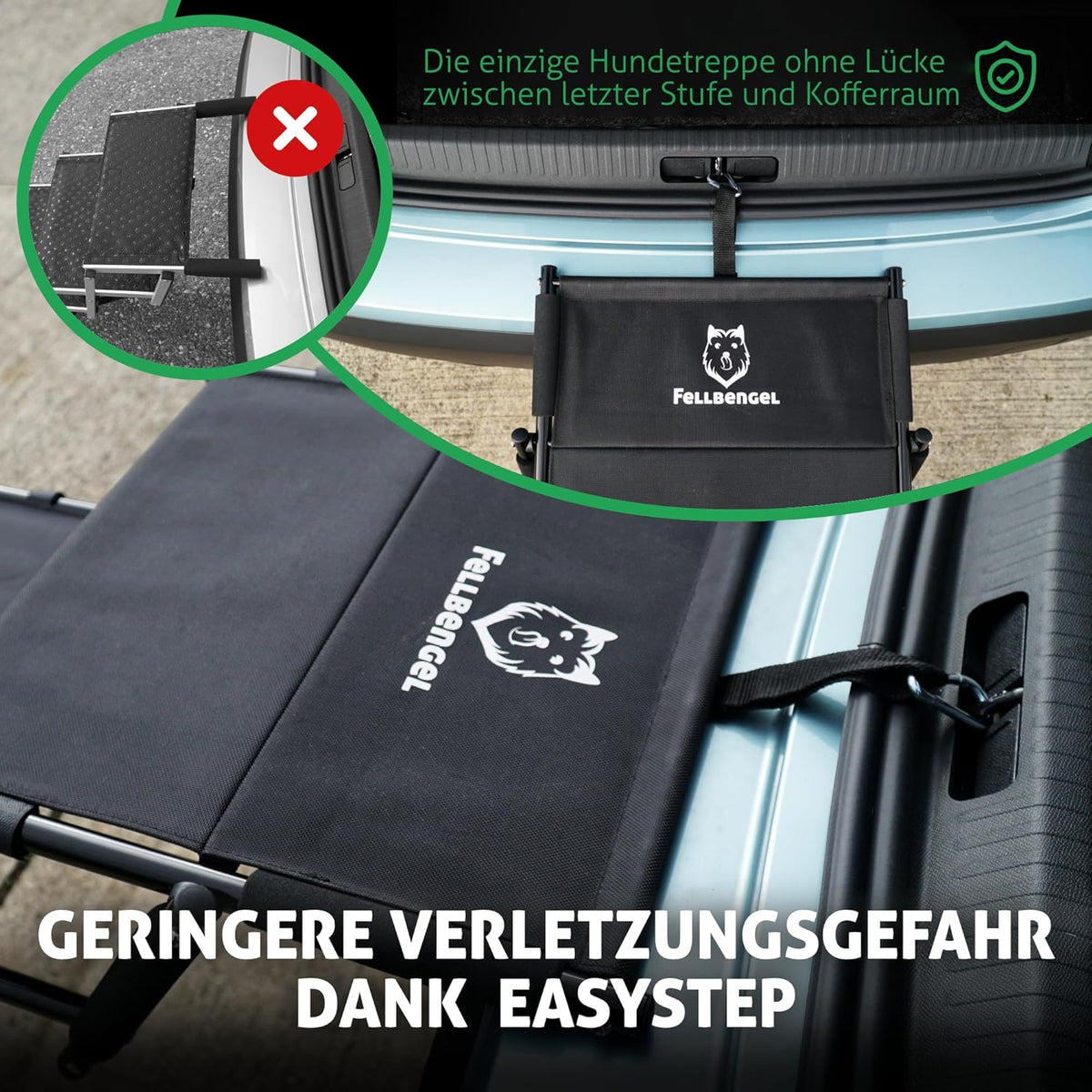 Klappbare Hundetreppe, 4 Stufen Schwarz