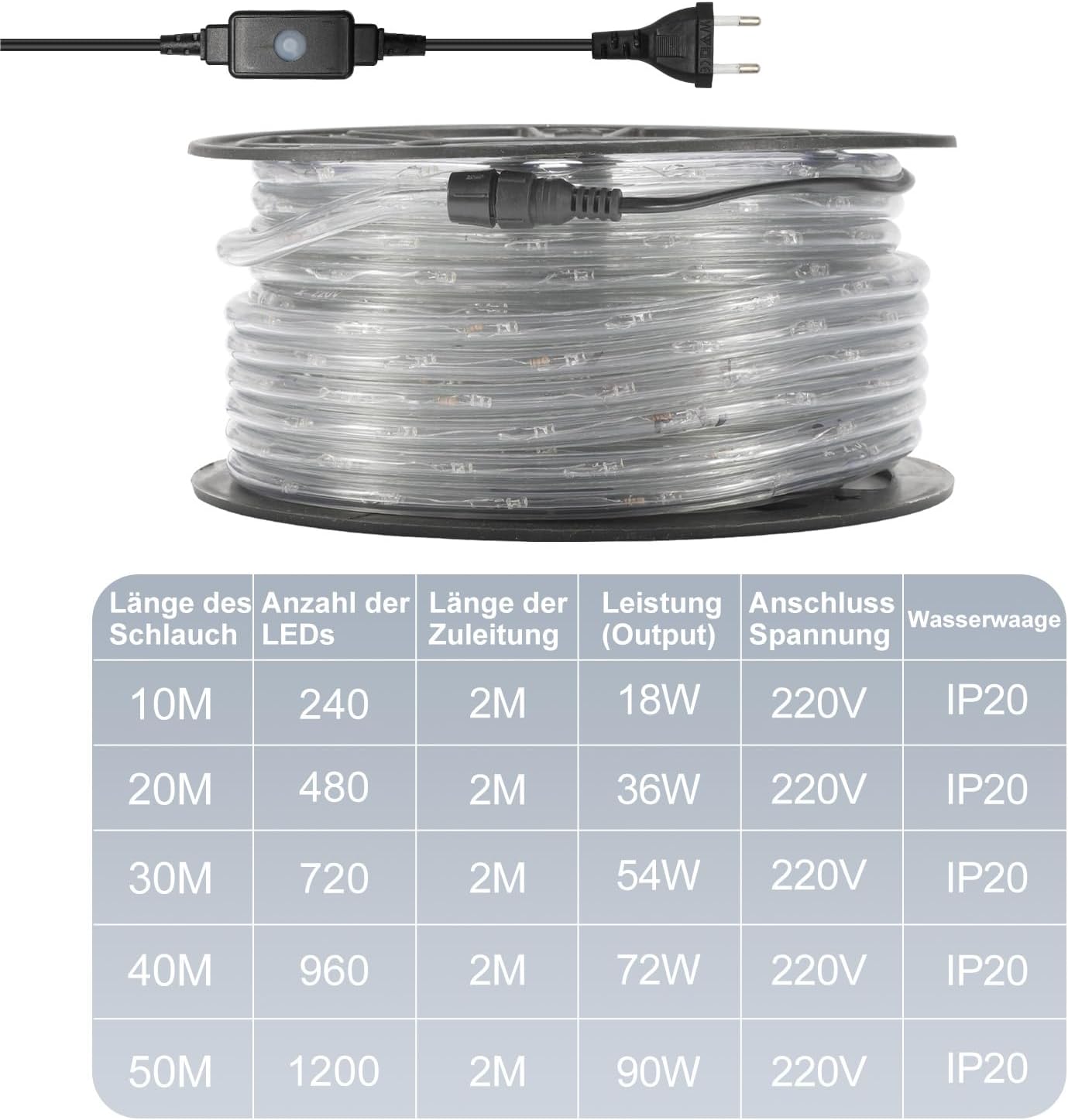 LED-Lichterschlauch, Blau 10m