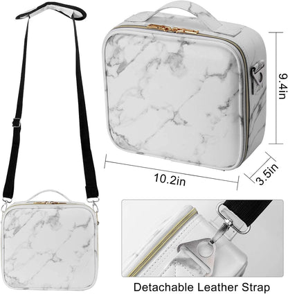 Kosmetiktasche Schminkkoffer mit Trennwänden, S Marble White