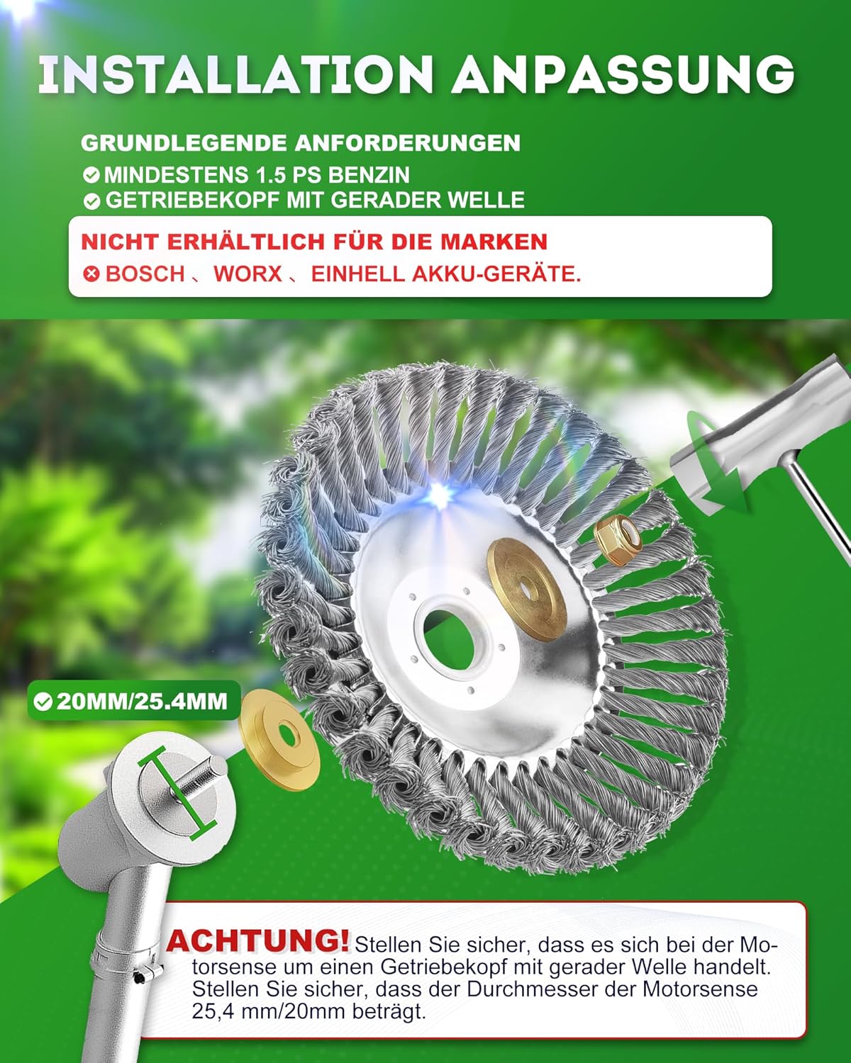 Unkrautbürste für Freischneider, 38 Stränge