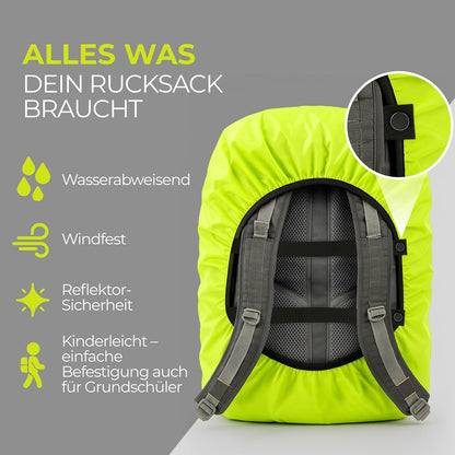 Regenschutz für Rucksack Wasserdicht & Winddicht, 55 L, Neon Gelb
