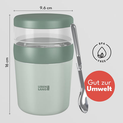 Müslibecher To Go mit Löffel, Mint 500ml + 150ml