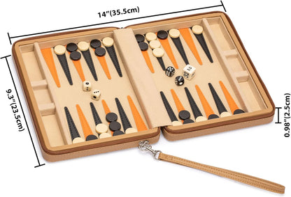 Reisespielset Backgammon mit magnetischem Spielbrett, Wheat Beige