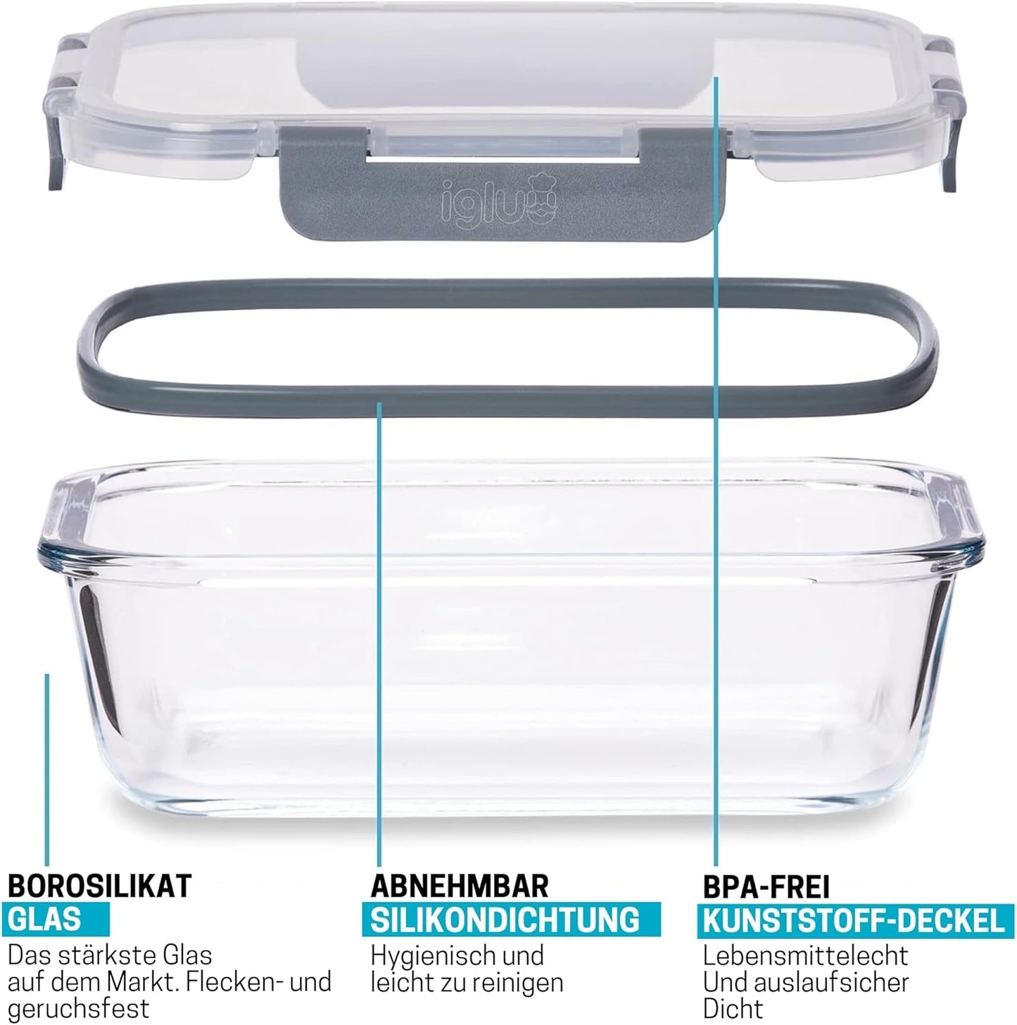 Glas-Frischhaltedosen-Set (5 Stück, 370 ml), 370 ml 5