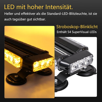 LED Rundumleuchte mit 7 Blitzmodi, Gelb 67cm