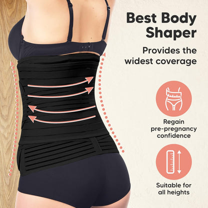 Postpartum Gürtel 3 in 1 für Rückbildung und Bauchstütze, M/L Midnight Black