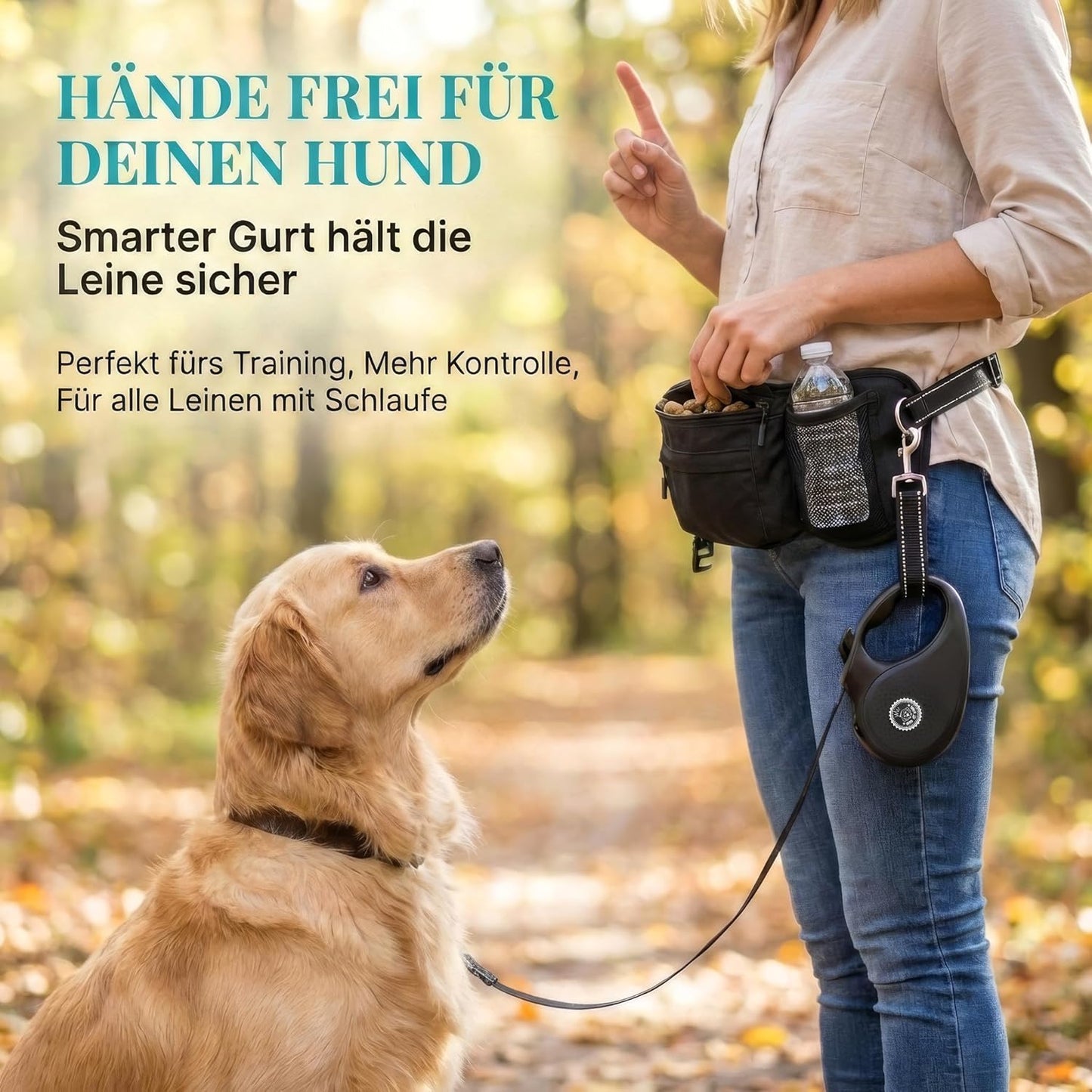 Leckerlitasche für Hunde mit Kotbeutelspender, Schwarz