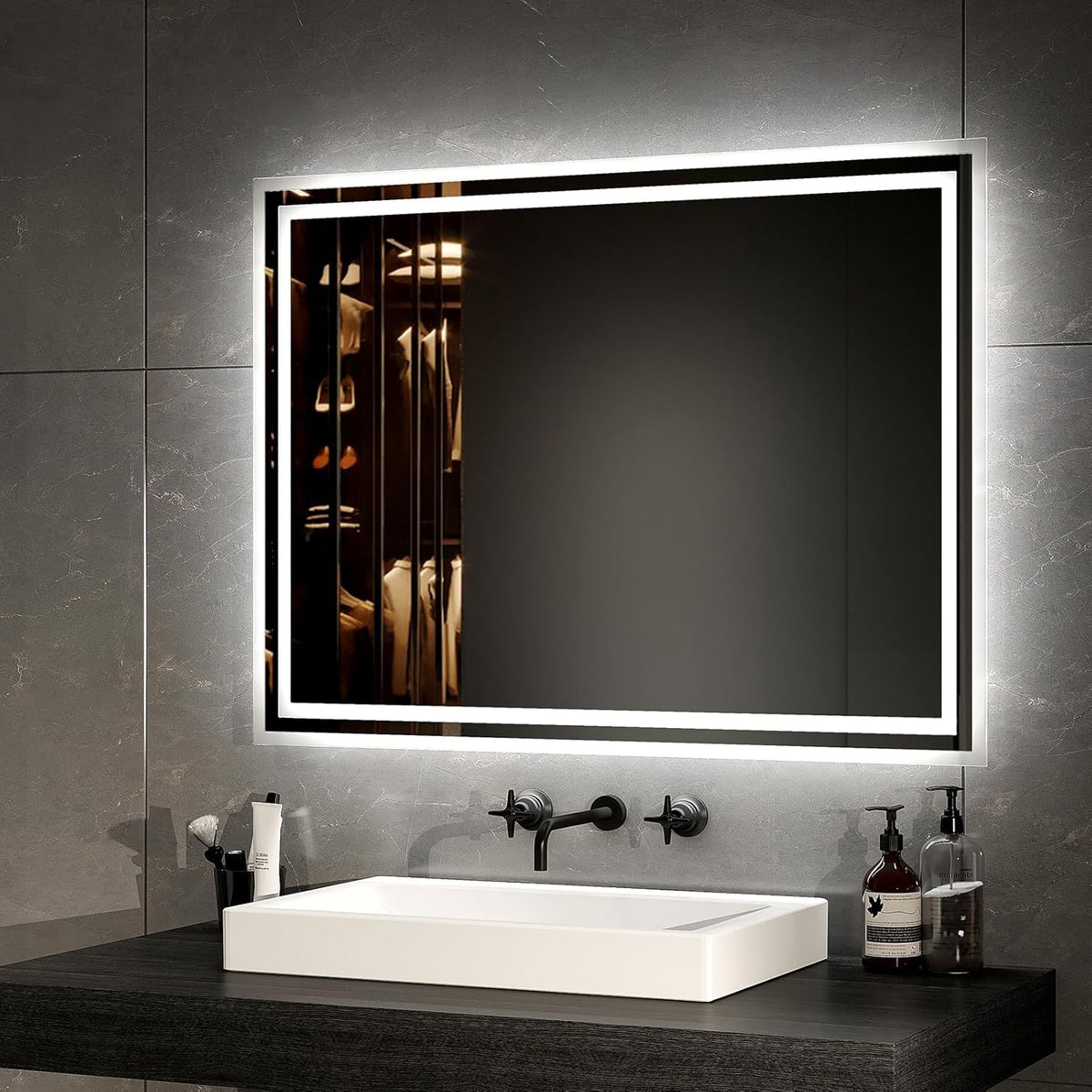 LED Badspiegel, 60L x 80B cm