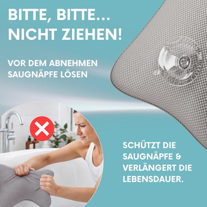 Badewannenkissen mit Saugnäpfen, schnelltrocknend, klein Grau