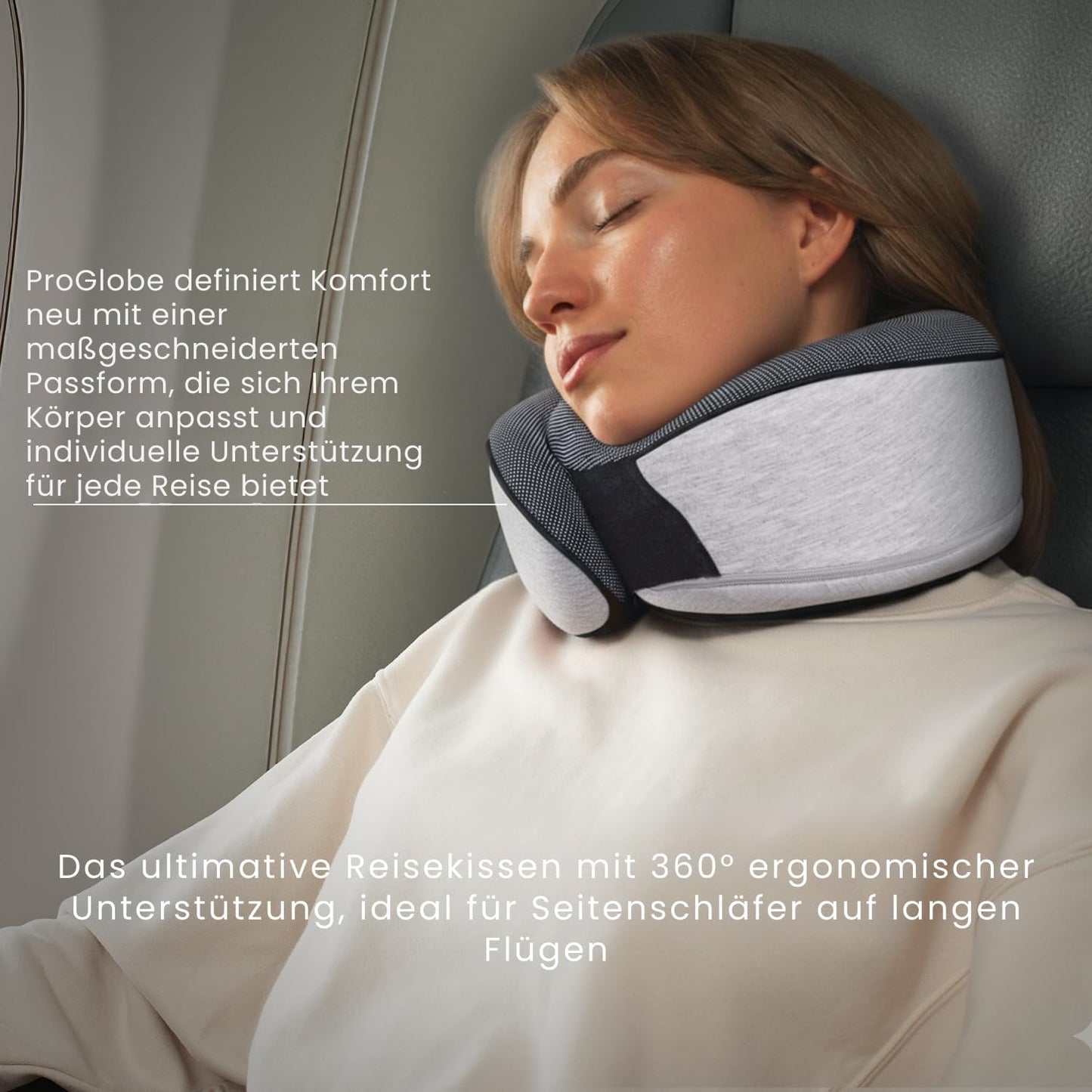 Nackenkissen und Schlafmaske, Grau