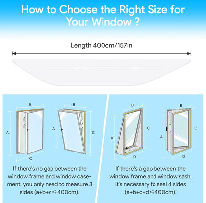 Fensterabdichtung für mobile Klimageräte (400 cm), Weiß 400cm