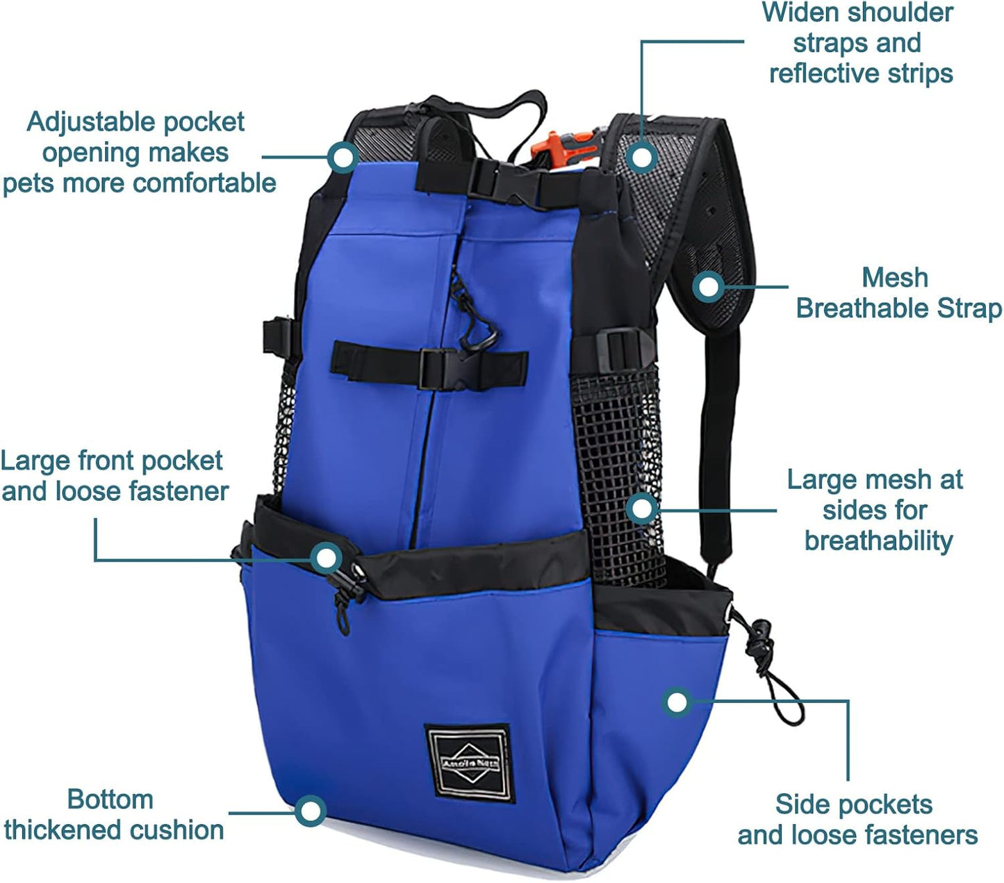 Verstellbarer Hundetragerucksack bis 10 kg, L, Grau