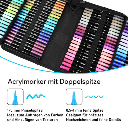 Acrylstifte-Set mit feiner Spitze, 120-Farben