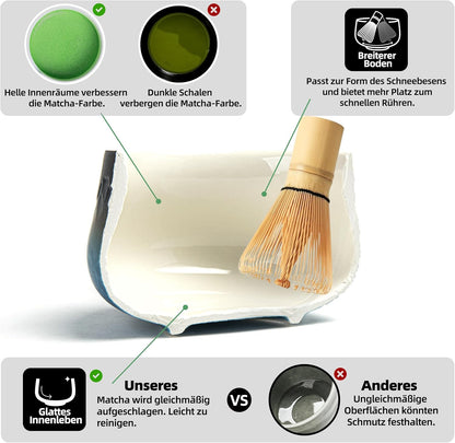 Matcha Tee Set - Komplettset (7-teilig), Berge und Meere schnitzen, Farbverlauf Rosa