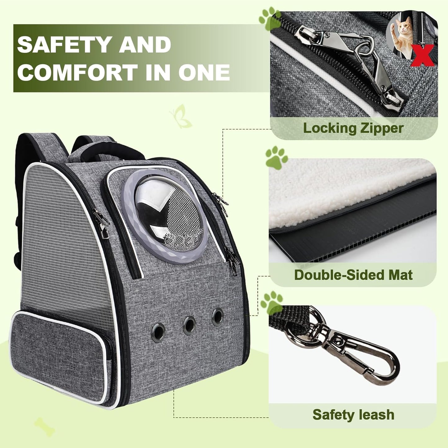 Haustier Rucksack-Raumkapsel, Grau