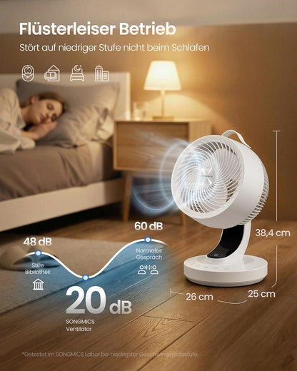 Tischventilator XFC001W1EU mit 70° Oszillation und Timer, Wolkenweiss