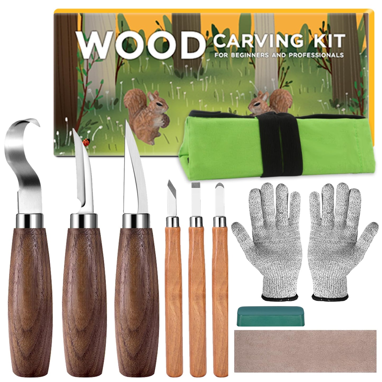 Holzschnitzwerkzeug-Set für Anfänger, Grün