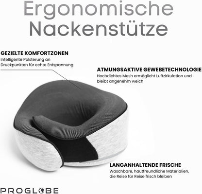 Nackenkissen und Schlafmaske, Grau