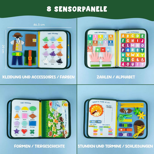 Montessori Busy Board aus Filz für Kinder, Dschungel