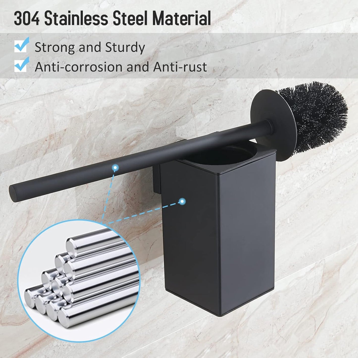 Toilettenbürste mit Wandhalterung, Schwarz