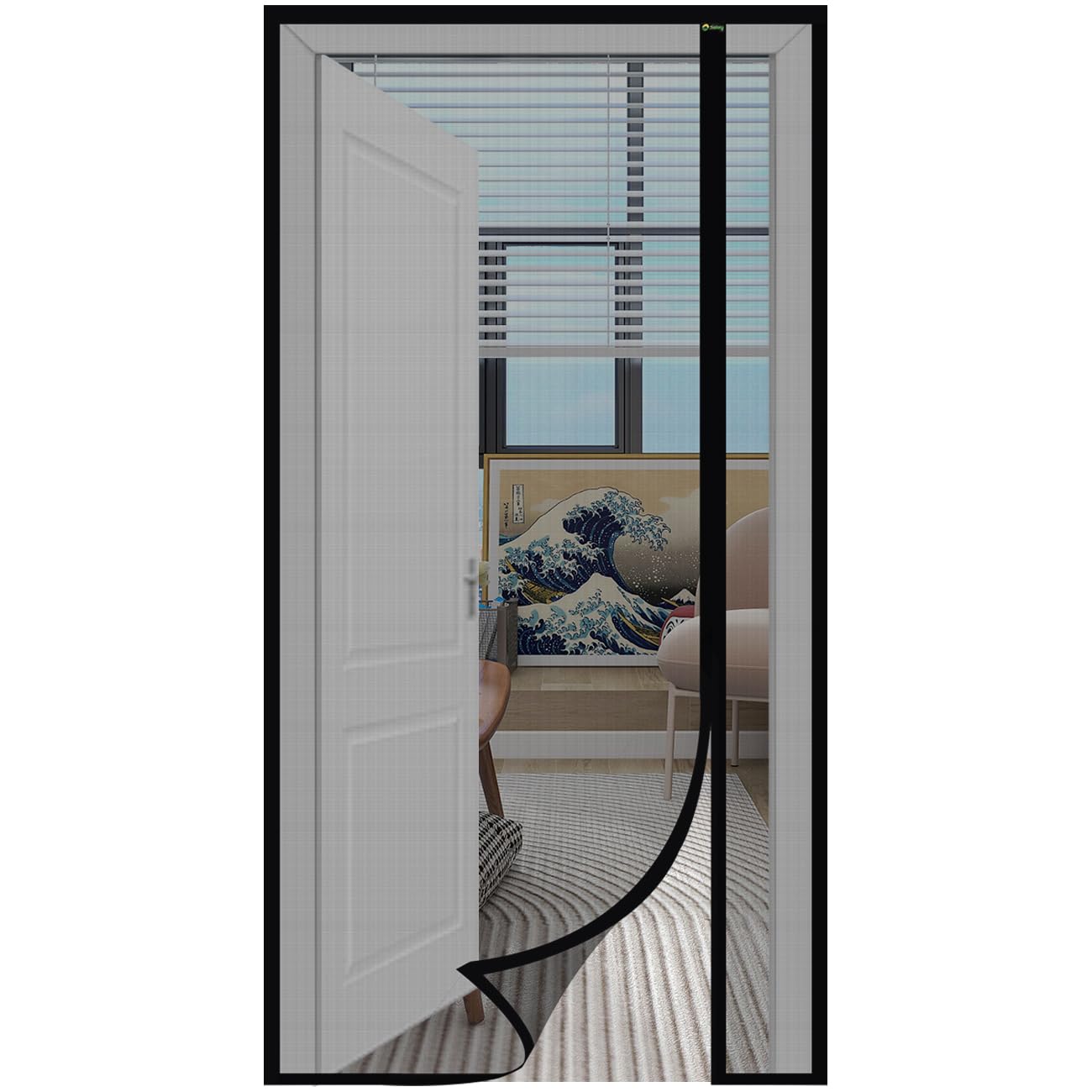 Fliegengitter ohne Bohren, 90x220 cm, 90x220cm Schwarz
