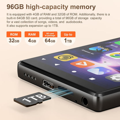 MP3-Player mit Touchscreen & Bluetooth 5.0, Schwarz
