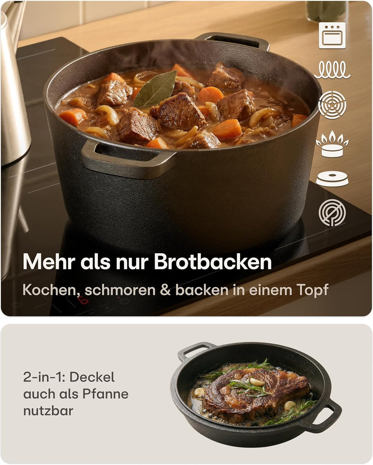 Brottopf-Set mit Zubehör, Rund 4,7 L