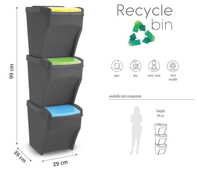 Stapelbarer Küchen-Mülleimer (3 x 25L)