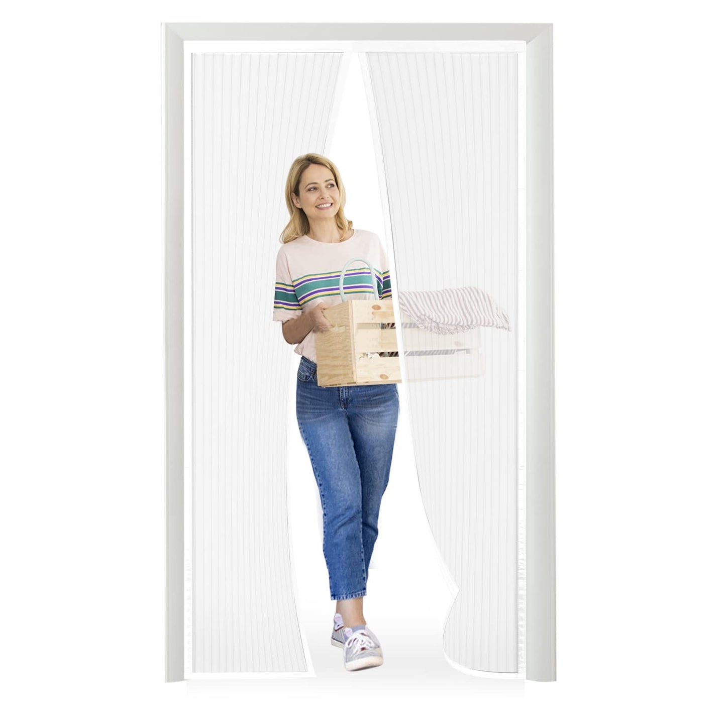 Magnetischer Insektenschutz für Türen (110x210 cm), 110 x 210 cm Weiss