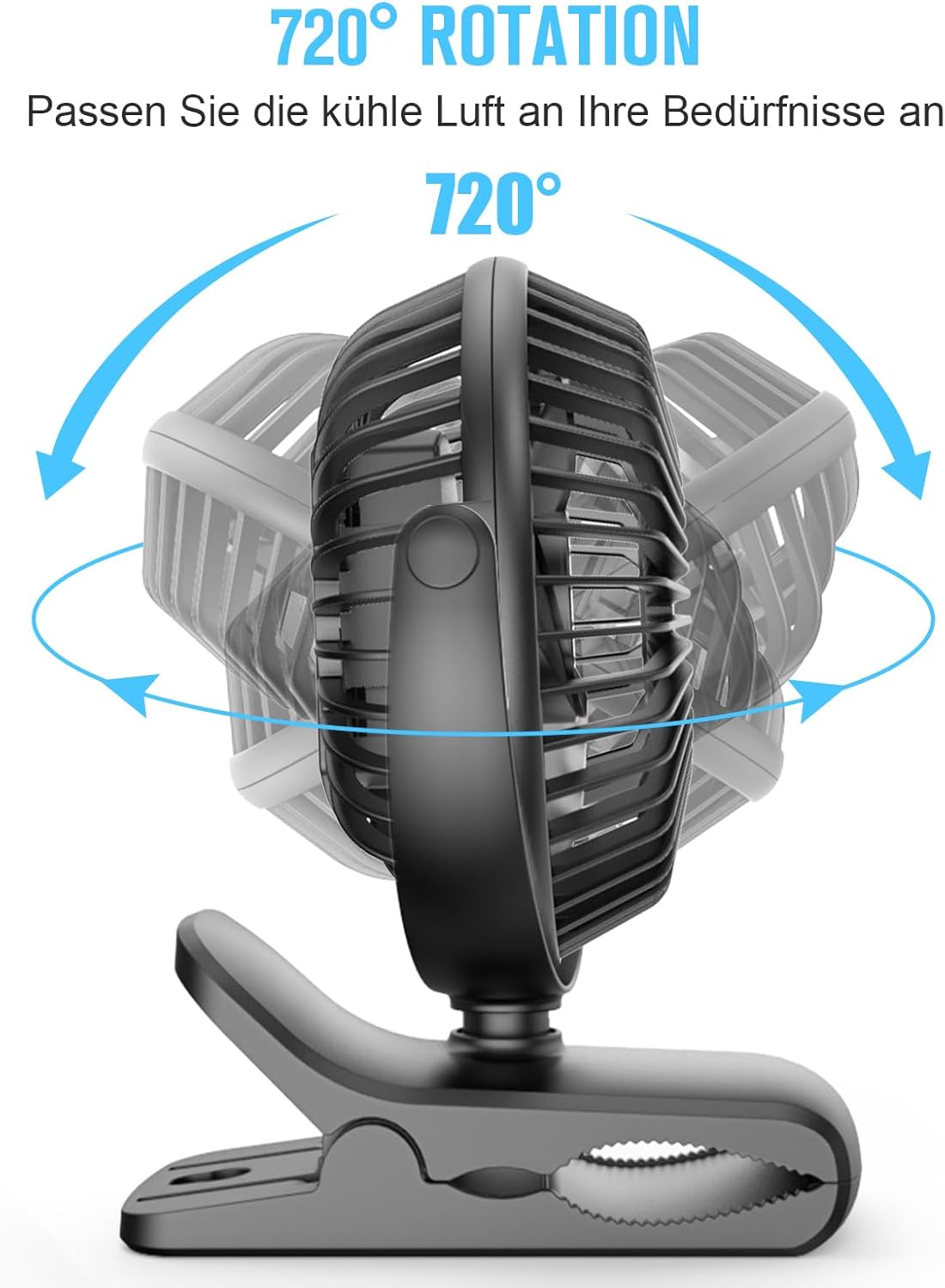 Mini-Ventilator mit Clip, Schwarz