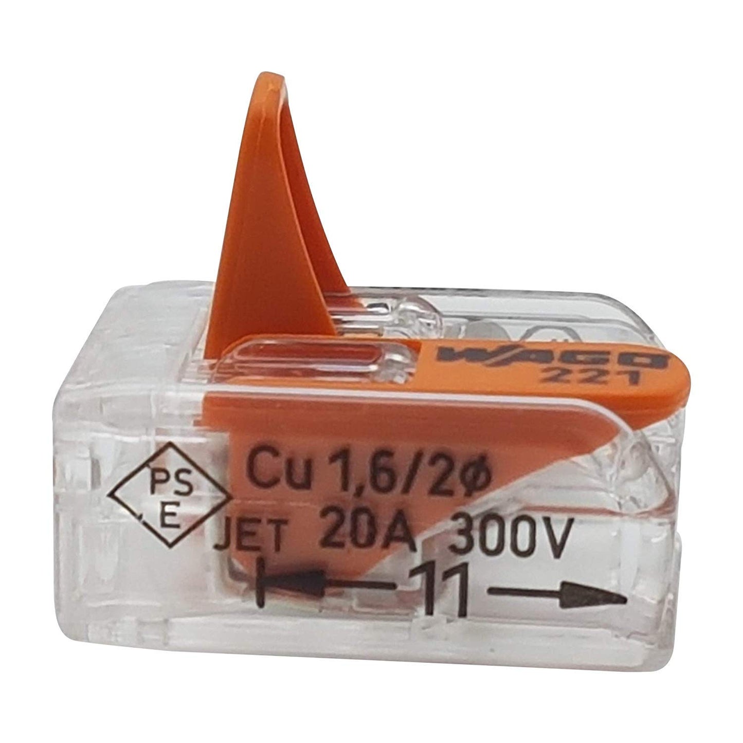 50 Stück Verbindungsklemmen 221-412, 2-adrig mit Hebel, 1 2 Fach 0,2 - 4 Mm²