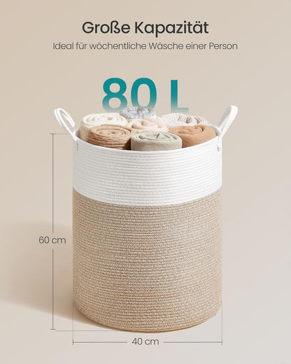 Wäschekorb aus Baumwollseil, 80 Liter, 80 L