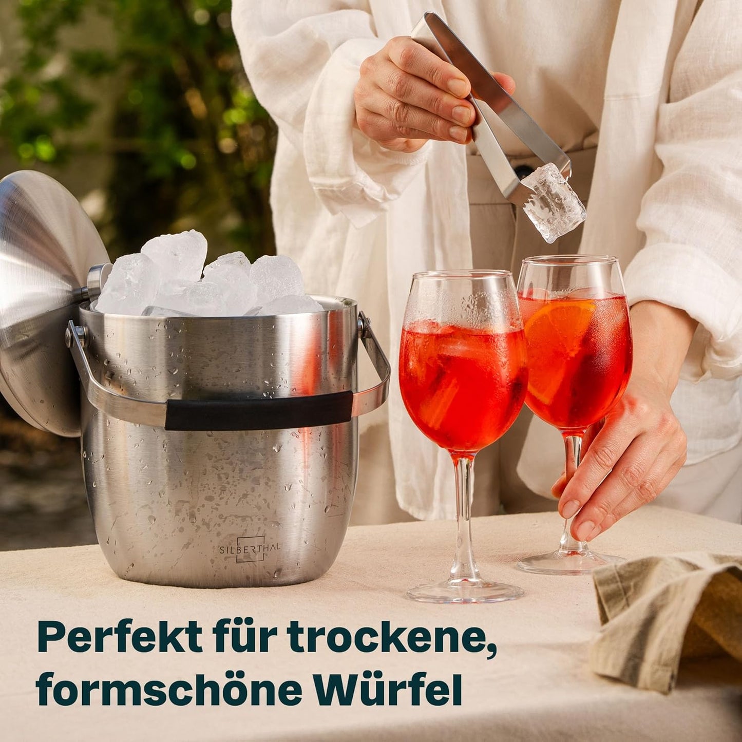 Eiswürfelbehälter mit Zange und Deckel, Eiseimer 3l