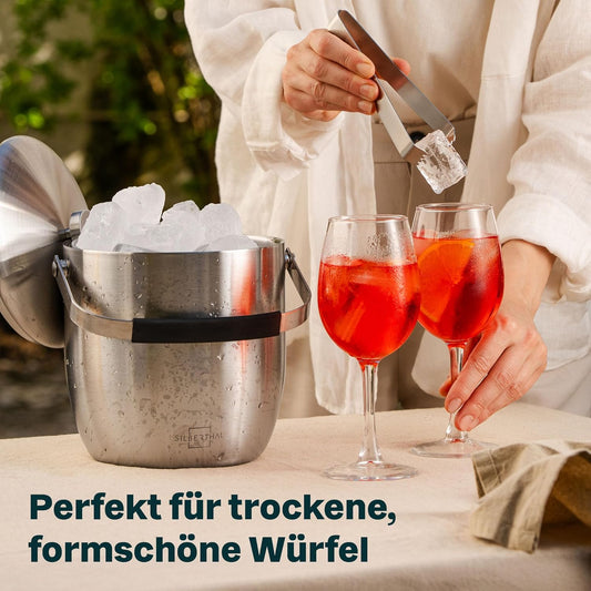 Eiswürfelbehälter mit Zange und Deckel, Eiseimer 3l