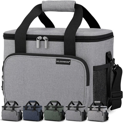 Faltbare Kühltasche mit Flaschenöffner & verstärktem Boden, Hellgrau 30L