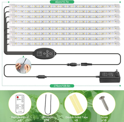 8er-Set LED-Pflanzenwachstumslichtstreifen mit Timer