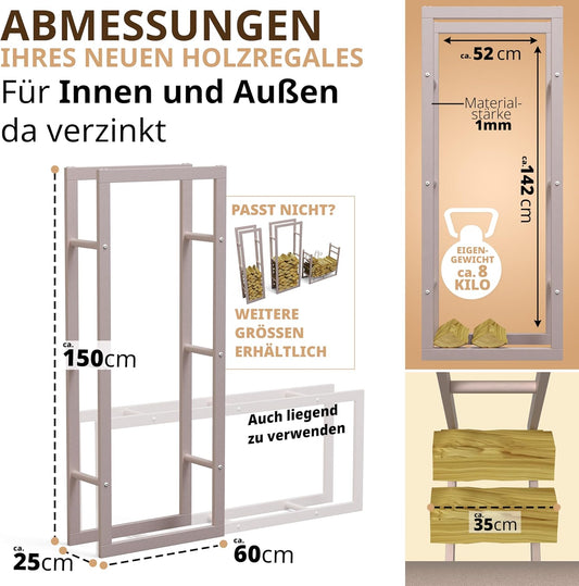 Kaminholzregal, Ral 9001 Cremeweiss