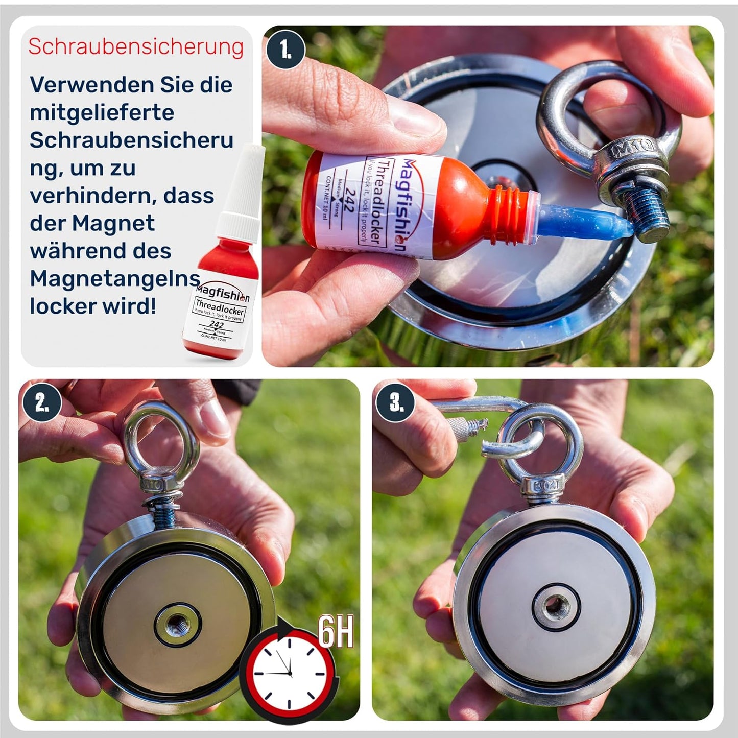 Magnetfischen Set - Neodym Magnet 700 KG mit Seil & Handschuhe, Ø 94 mm