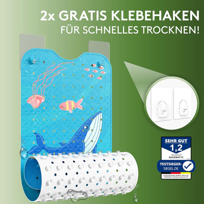 Antirutsch-Badewannenmatte für Kinder, Z 2 Kinder Wal Welle 100 x 40 cm (Rechteckig)