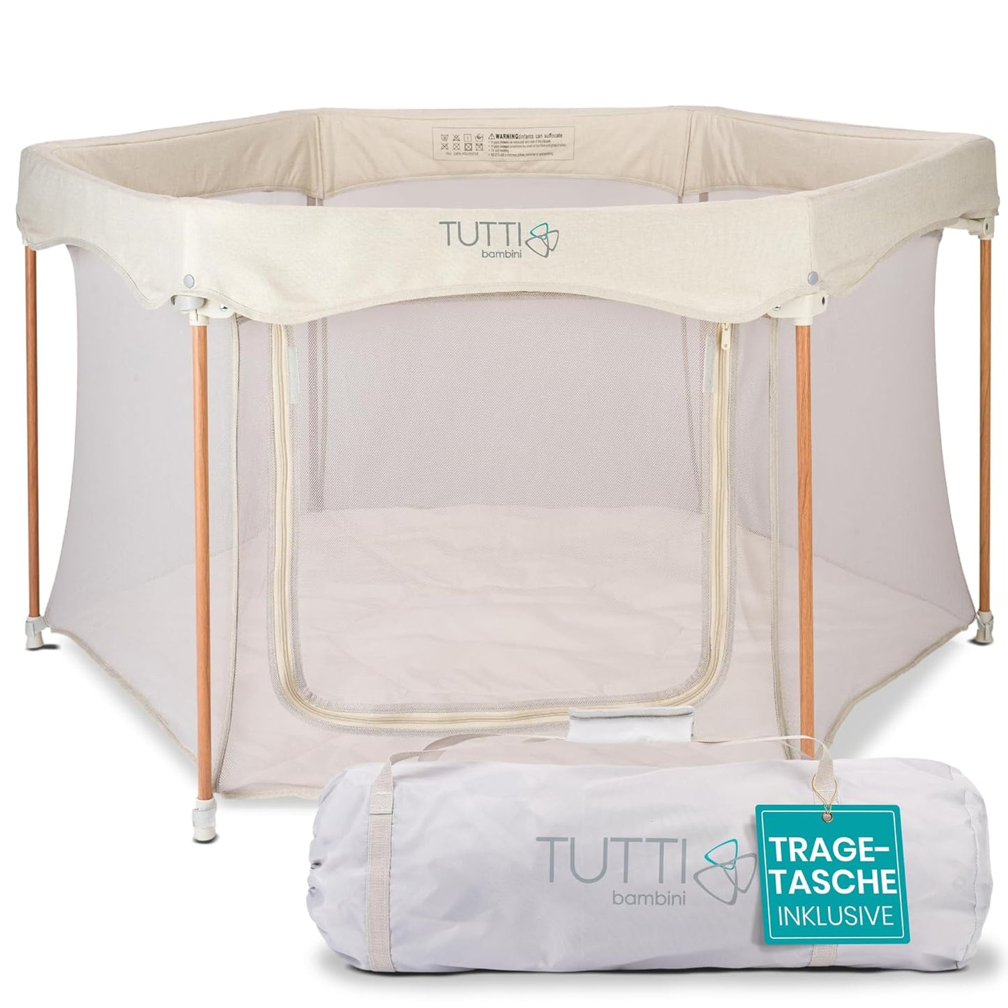 Faltbarer Baby-Laufstall, Ecru